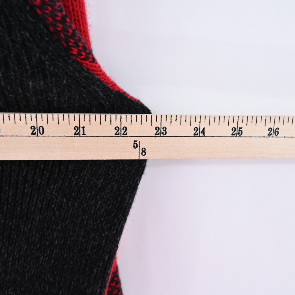 Banana Republic Buffalo Plaid Shawl Collar Cardigan Mens Large Red Black Merino - Picture 12 of 14